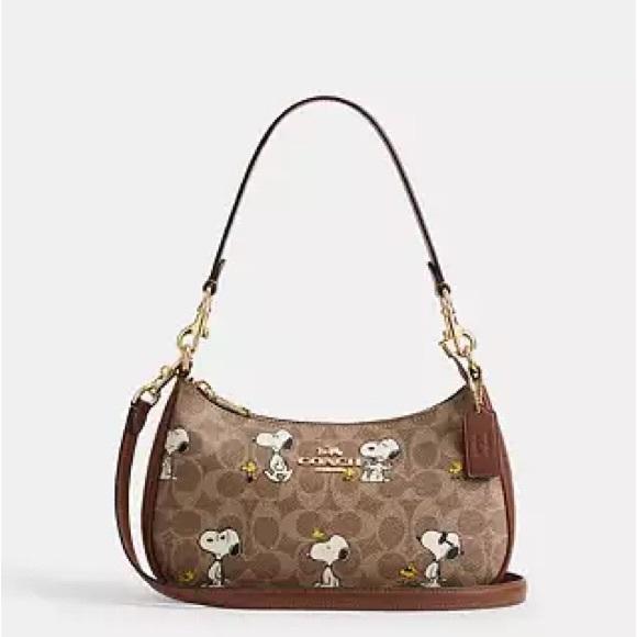 Coach x Peanuts Teri Shoulder Bag Signature Canvas Snoopy Print NWT