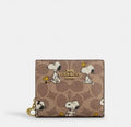 Coach x Peanuts Snap Wallet Signature Canvas Snoopy Print CBN32 NWT